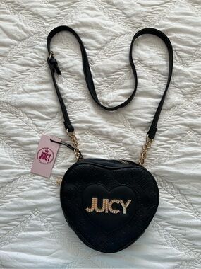 Juicy Couture Black Heart Crossbody with Gold Logo Accents